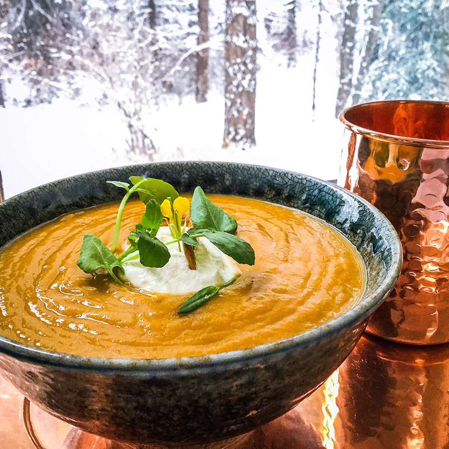 Curried Butternut Squash Soup with Crème Fraiche